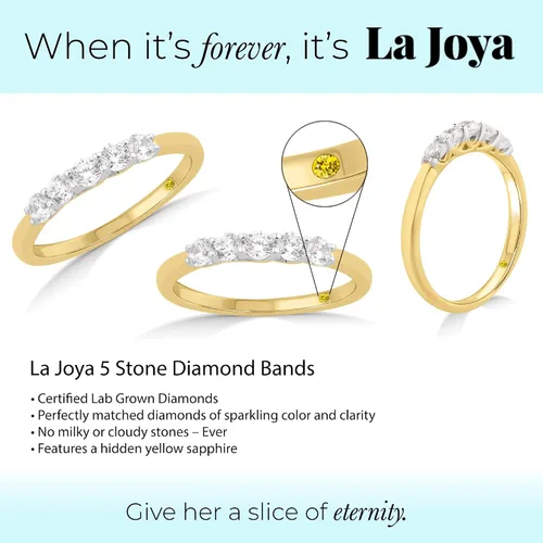 Miniatura 3 de 14-1 CT TW Five Stone Lab Grown Diamond Rings for Women 10K Solid Yellow and White Gold Certified Diamond Anniversary Bands and Diamond Wedding