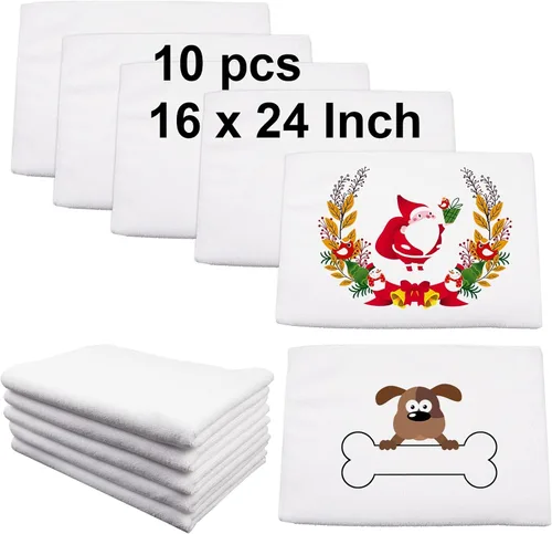 GEKIXUTP 10 Piezas Toallas en Blanco de Sublimación, 16 x 24 Pulgadas Toallas de Microfibra de Sublimación para Cocina DIY, Toallas de Té en Blanco