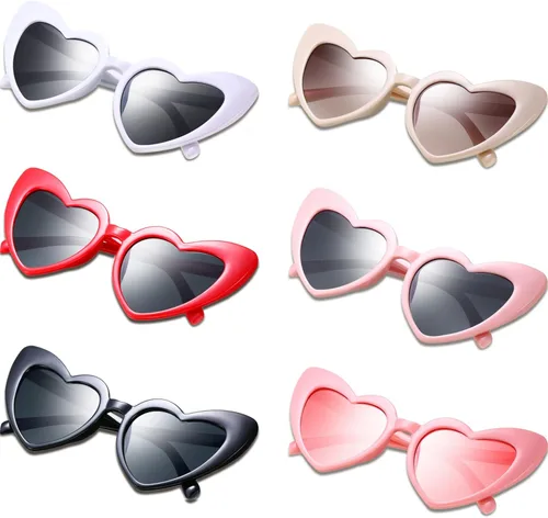 6 pares de lentes de sol en forma de corazón ojo de gato gafas de sol vintage con forma de corazón para boda fiesta de disfraces