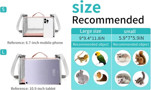 Miniatura 6 de Bolsa de viaje para conejillos de indias, bolsa de viaje para animales pequeños, lagarto, pájaro, conejo, jaula de ardilla, bolsa transpirable, Rosa