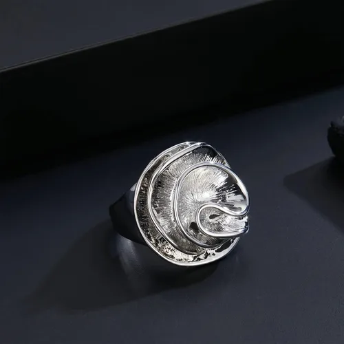 Miniatura 5 de Mytys Anillos de cóctel para mujer, chapados en oro de 18 quilates y plata con diseño de flores, para boda, compromiso, fiesta, regalo