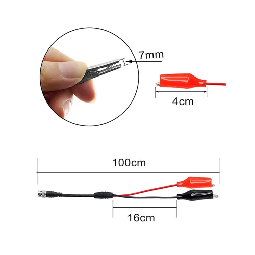 Miniatura 4 de 3 pies BNC Q9 a doble pinza de cocodrilo prueba cable sonda conduce la prueba del osciloscopio para osciloscopio, generadores de señal