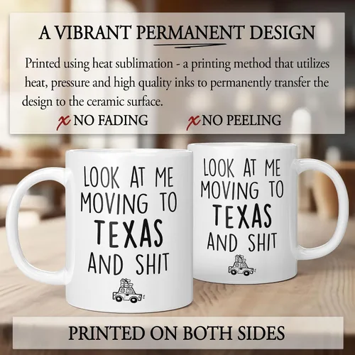 Miniatura 2 de Sweet & Salty Taza con texto en inglés «Look at Me Moving to Texas», regalos de bienvenida a Texas, regalo divertido para amigos que se mudan fuera
