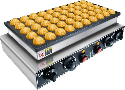 KOOTEN Mini panqueques holandés, 50 wafleras grandes comerciales, máquina eléctrica para hacer crepas, máquina eléctrica antiadherente redonda con 2