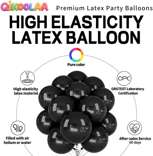 Miniatura 2 de 32 globos grandes negros de 18 pulgadas, globos redondos de látex grandes para decoración de cumpleaños y bodas (negro)