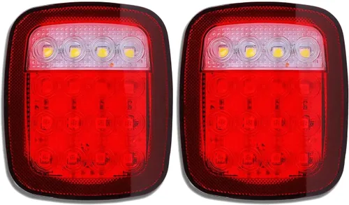 2 PCS 16 luces traseras universales LED, 12V luces de parada, giro trasero, señal, respaldo, marcha atrás, freno, distancia y marcador para