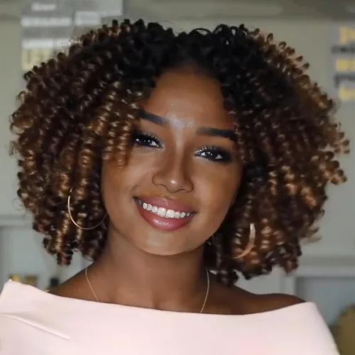 Miniatura 13 de MIMAN - 3 paquetes de trenzas de cabello rizado corto a crochet de 10 pulgadas, extensiones de trenzado sintético de 6 mm para peinado de mohawk