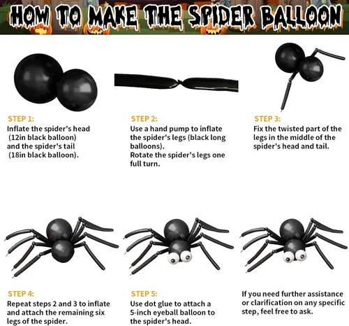 Miniatura 7 de Kit de Guirnalda de Arco de Globos de Halloween, 126 Piezas, Globos Negros y Naranjas con Globos de Calabaza BOO, Murciélagos de Aluminio, Globos