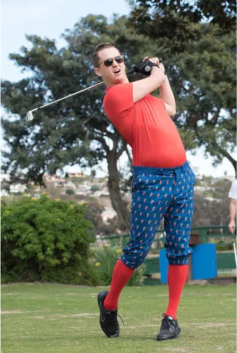 Miniatura 3 de Tipsy Elves Pantalones de golf para hombre, calcetines a juego incluidos, pantalones deportivos para hombre con diseños que cambian el juego