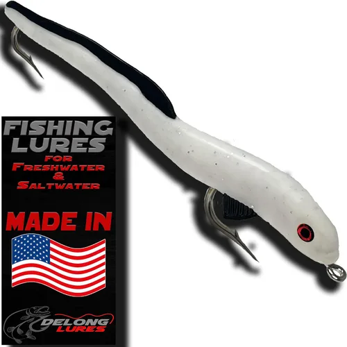 Miniatura 9 de Delong Lures Señuelos y cebos de pesca Jerk KILR EEL de 8 pulgadas, señuelos de pesca de agua salada y agua dulce, cebos para lubina de boca grande