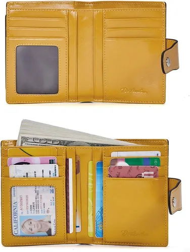 Miniatura 4 de BOSTANTEN - Billetera de cuero para mujer con bloqueo RFID, pequeña, con cremallera, de bolsillo, para tarjetas, con ventana para documento