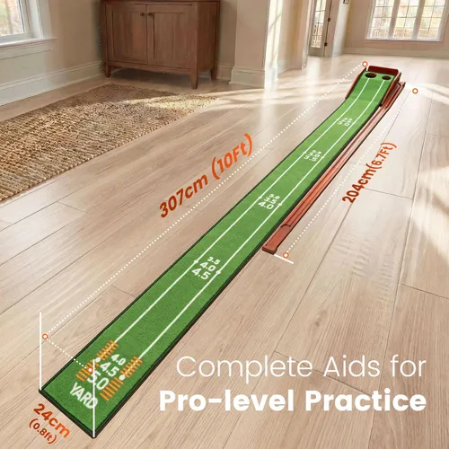 Miniatura 4 de Golf Putting Green Indoor - Practice Uphill Putts, 3-Level Adjustable Incline, Auto Ball Return and Foldable Solid Wood Base, Golf Training Aid for