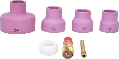 Miniatura 7 de Oumefar Kit de accesorios de soldadura de 7 piezas, boquilla de cerámica, junta de copa de lente de gas para WP17/18/26, tazas de soldadura