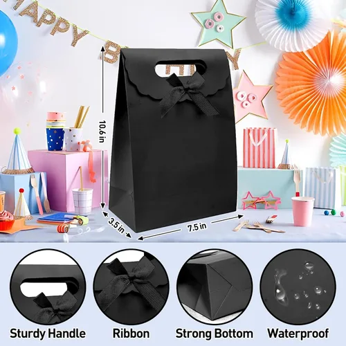 Miniatura 3 de Bolsas de regalo Patdefie con asas tamaño pequeño 7×4×10 pulgadas 16 piezas tamaño mediano para cumpleaños, fiesta, recuerdo, boda, aniversario