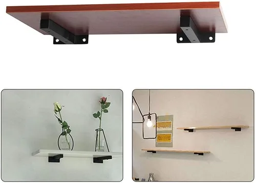 Miniatura 3 de Y&J - Soporte de estante oculto para estanterías (2 unidades), color negro