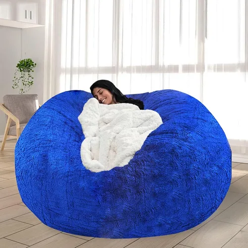 Miniatura 15 de Puf para adultos y niños sin relleno, sofá perezoso suave y redondo, funda de sofá de puf clásico, saco de amor para dormitorio, silla de lectura