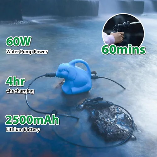 Miniatura 4 de Bomba de agua portátil con rociador de 5 modos, bomba de manguera de jardín alimentada por batería para riego de plantas, lavado de perros