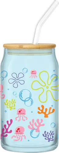 Miniatura 16 de Silver Buffalo Sanrio - Vaso de vidrio rosa con tapa de bambú y sorbete de vidrio de Hello Kitty, 16 onzas Hello Kitty Agitando