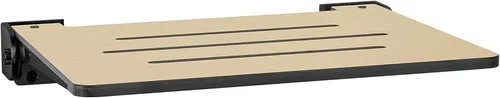 Miniatura 22 de Seachrome Asiento de ducha plegable Silhouette Slimline de 18 pulgadas, para montaje en pared, asiento rústico de teca con marco plateado