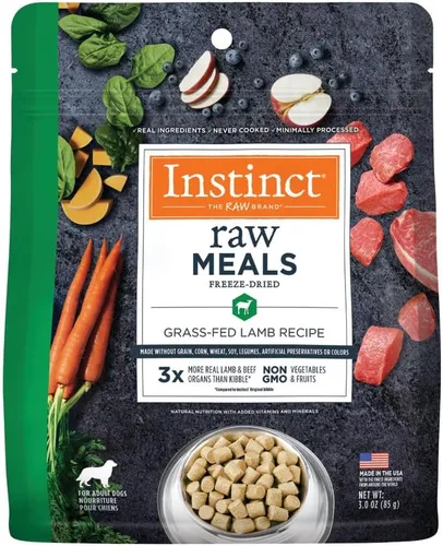Miniatura 12 de Instinct Comidas crudas liofilizadas, alimento seco natural para perros, sin granos, cordero alimentado con hierba, bolsa de 24 onzas