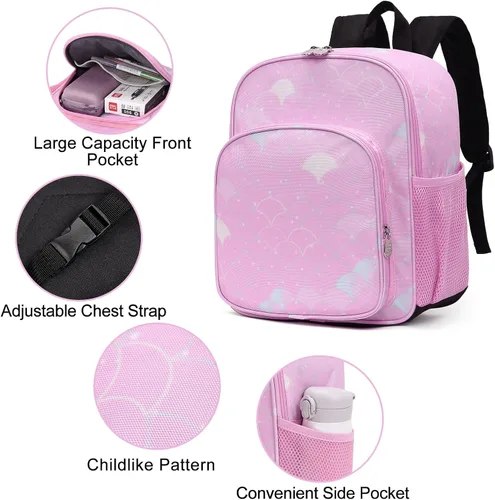 Miniatura 5 de CLUCI Mochila infantil para niños y niñas, mochila para preescolar con correa ajustable, 12L, Rosa 404, Mochilas Daypack