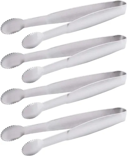 Miniatura 8 de HINMAY Pinzas para azúcar de 10,16 cm, mini pinzas para servir, acero inoxidable, pinzas para aperitivos, juego de 4
