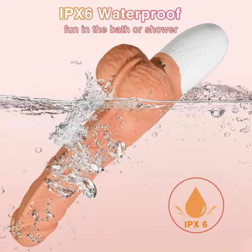 Miniatura 7 de Máquina sexual de empuje con consolador realista para mujeres con 10 modos de vibración y empuje para estimulación del punto G, clítoris y anal