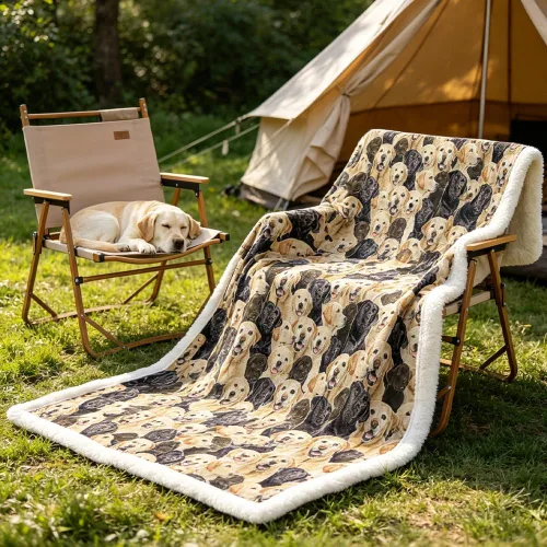 Miniatura 6 de BlessLiving - Manta de forro polar para niños y adultos con diseño de Labrador y Golden Retriever, manta de sherpa para cachorros, manta de felpa