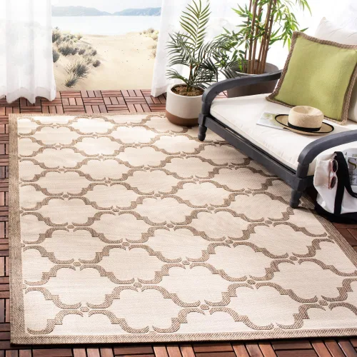 Miniatura 38 de SAFAVIEH Alfombra lavable al aire libre Courtyard Collection - 9 x 12 pies, beige y terracota, no desprende pelusa y fácil limpieza, ideal