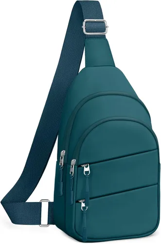 Bolsos cruzados para mujeres, bolso bandolera para hombres, pequeña mochila de senderismo antirrobo ligera para viajes al aire libre, Azul verdoso,