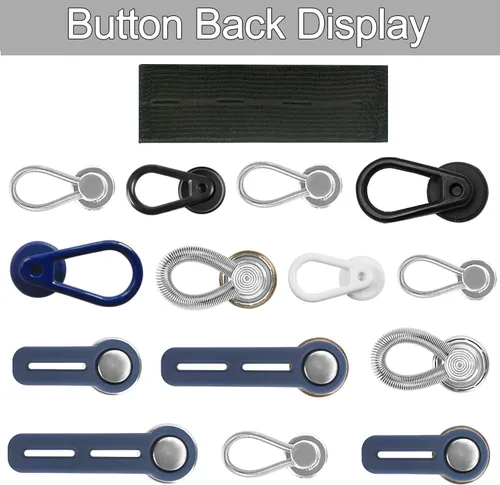 Miniatura 7 de Juego de 24 botones extensores, botón extensor de cintura elástica ajustable y flexible, extensores de cuello invisibles, botones de extensión sin