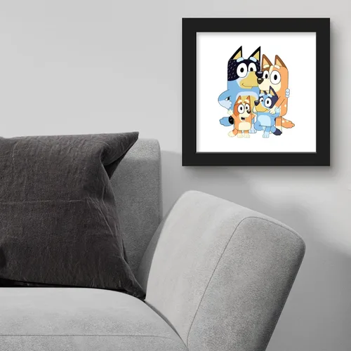 Miniatura 4 de Gallery Pops Bluey - Arte de pared de papá, mamá, Bluey y bingo, versión enmarcada negra, 12 x 12 pulgadas