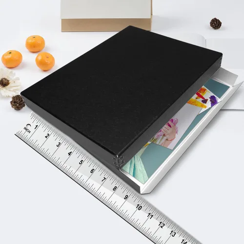 Miniatura 115 de Lineco Archival Caja de almacenamiento para impresión de 13x19 pulgadas, diseño frontal abatible, 13 1/2 x 19 1/2 x 3 pulgadas, color exterior: negro
