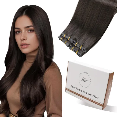Miniatura 20 de Hetto - Extensiones de cabello humano de trama color rubio platino, 12 pulgadas, 2.47 onzas, #60 Coser en trama, volumen natural diario, suave