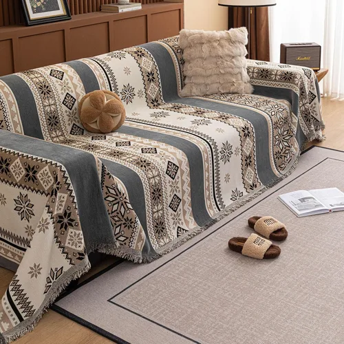 Miniatura 89 de ROOMLIFE Manta Funda Azteca Bohemia para Sofá, Decoración del Hogar Estilo Granja, Fundas de Sofá para Loveseat, Sofás de 2/3 Cojines, Apta