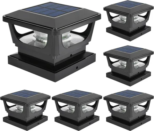 Miniatura 10 de FVTLED Paquete de 2 luces solares para tapa de poste, impermeables IP65 para exteriores, encendido/apagado automático, 120 lúmenes, 6500 K, blanco