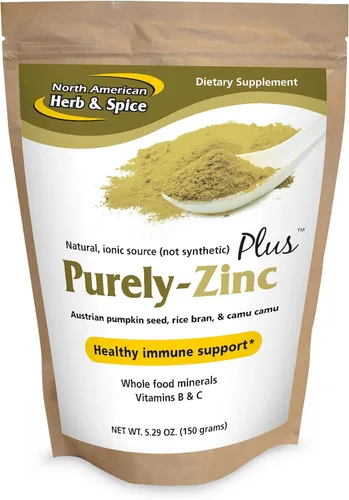 NORTH AMERICAN HERB & SPICE Purely-Zinc Plus – 5.29 oz – Suplemento de zinc integral – Apoyo inmunológico saludable – Semilla de calabaza austriaca,