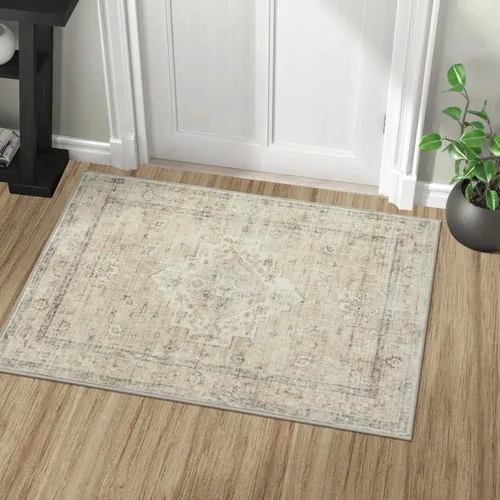 Miniatura 13 de LIVEBOX Alfombra lavable de 5 x 7 pies, para sala de estar, dormitorio, antideslizante, estilo bohemio, para interiores, para comedor, oficina