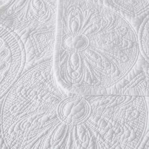 Miniatura 7 de Brandream juego de cama de lujo de 3 piezas, color blanco, de gran tamaño, juego de edredón, tamaño queen
