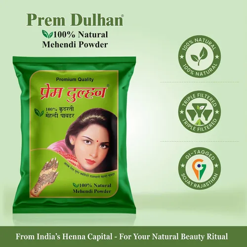 Miniatura 5 de Prem Dulhan Henna Mehendi en polvo natural (17.637 onzas), cuidado orgánico del cabello para hombres y mujeres, mezcla de hierbas puras