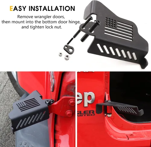 Miniatura 9 de Estriberas para puertas desactivadas para Jeep Wrangler, bisagra de puerta, clavija de pie delantera para Jeep Wrangler JK JKU JL JLU 4XE Gladiator