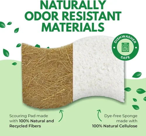 Miniatura 2 de AIRNEX - Esponja de cocina natural biodegradable - Esponja compostable de celulosa y fibra de coco (paquete de 6)