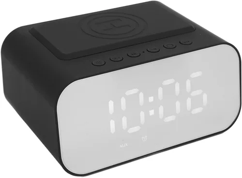 Miniatura 2 de Yunseity Altavoz Bluetooth con reloj despertador, cargador de carga rápida de 15 W, radio FM, temporizador de sueño, 3 niveles de brillo ajustable