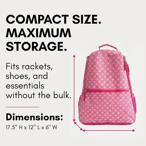 Miniatura 3 de Thorza Mochila de raqueta de tenis para mujer – Bolsa de tenis ligera que almacena 2 raquetas, pelotas y equipo deportivo – Mochila