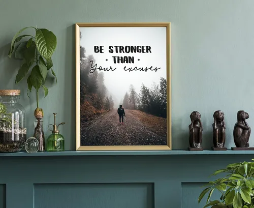 Miniatura 3 de Arte de pared con texto en inglés «Be Stronger Than Your Excuss», póster de gimnasio, impresiones de gimnasio, gimnasio en casa, decoración