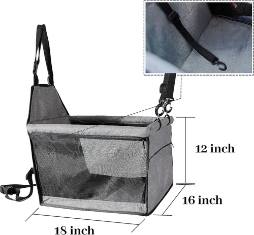 Miniatura 4 de Asiento de automóvil para perro de tamaño mediano, asiento elevador de automóvil con correa de seguridad con clip, se adapta tanto a asientos