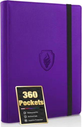 Miniatura 11 de Fabmaker - Carpeta de tarjetas prémium con 9 bolsillos para 360 tarjetas, carpeta de tarjetas coleccionables de poliuretano resistente, álbum