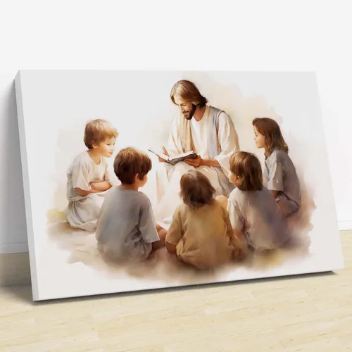 Miniatura 25 de Arte de pared de acuarela de Jesús, pintura en lienzo cristiano, imágenes de las Escrituras, decoración de pared, póster con versículos bíblicos