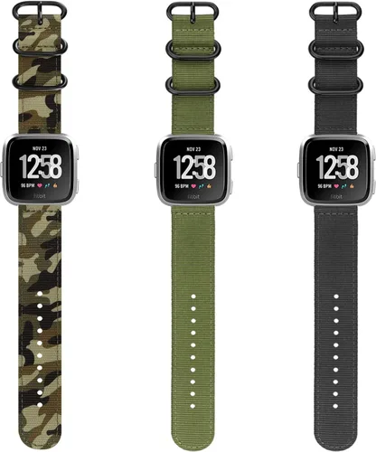 Miniatura 9 de FINTIE Correas compatibles con Fitbit Versa 2/1 / Lite Edition, correa de repuesto de nailon suave (negro)