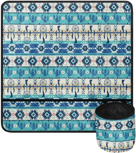 Miniatura 31 de Tapete para máquina de coser de teñido anudado con bolsillos, impermeable, organizador para máquina de coser para reducir el ruido, tapete protector